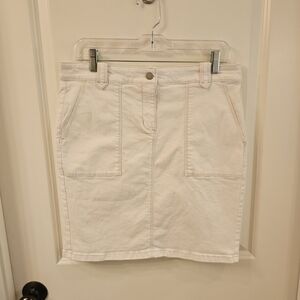 Ann Taylor Women's White Denim Knee-Length Pencil Skirt | Size 8